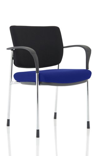 Brunswick Deluxe Black Fabric Back Chrome Frame Bespoke Colour Seat Stevia Blue With Arms Visitors Chairs KCUP1569