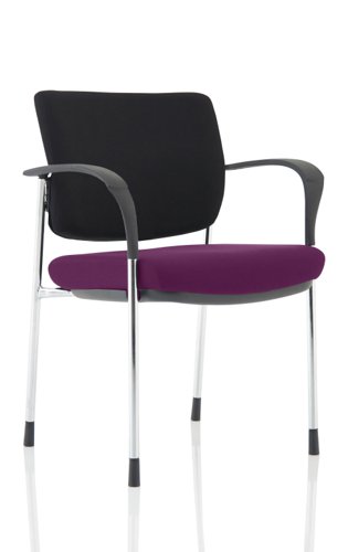 Brunswick Deluxe Black Fabric Back Chrome Frame Bespoke Colour Seat Tansy Purple With Arms Visitors Chairs KCUP1571