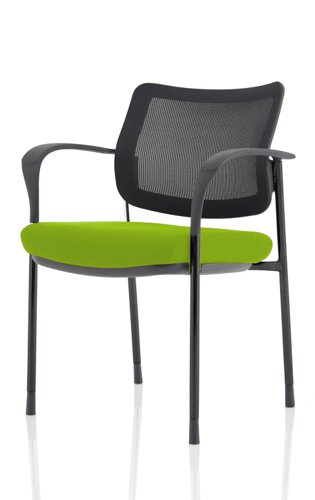 Brunswick Deluxe Mesh Back Black Frame Bespoke Colour Seat Myrrh Green With Arms Visitors Chairs KCUP1591