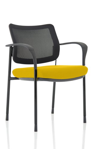 KCUP1592 Brunswick Deluxe Mesh Back Black Frame Bespoke Colour Seat Senna Yellow With Arms