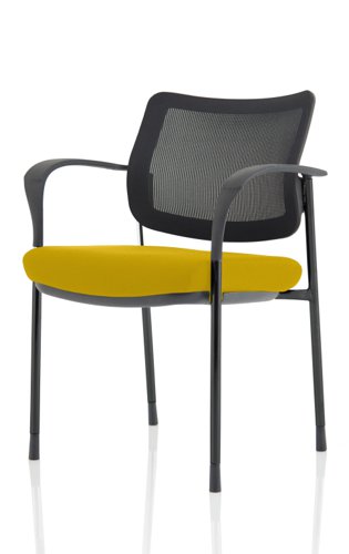 Brunswick Deluxe Mesh Back Black Frame Bespoke Colour Seat Senna Yellow With Arms Visitors Chairs KCUP1592