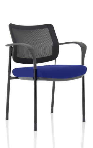 Brunswick Deluxe Mesh Back Black Frame Bespoke Colour Seat Stevia Blue With Arms Visitors Chairs KCUP1593
