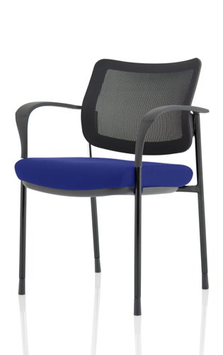 Brunswick Deluxe Mesh Back Black Frame Bespoke Colour Seat Stevia Blue With Arms Visitors Chairs KCUP1593