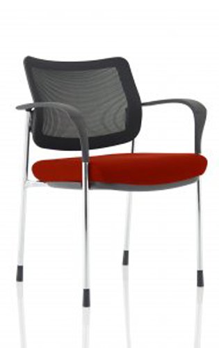 Brunswick Deluxe Mesh Back Chrome Frame Bespoke Colour Seat Ginseng Chilli With Arms Visitors Chairs KCUP1597