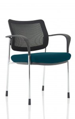 Brunswick Deluxe Mesh Back Chrome Frame Bespoke Colour Seat Maringa Teal With Arms Visitors Chairs KCUP1598