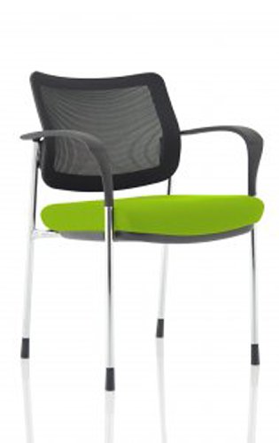 Brunswick Deluxe Mesh Back Chrome Frame Bespoke Colour Seat Myrrh Green With Arms Visitors Chairs KCUP1599