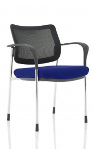 Brunswick Deluxe Mesh Back Chrome Frame Bespoke Colour Seat Stevia Blue With Arms Visitors Chairs KCUP1601