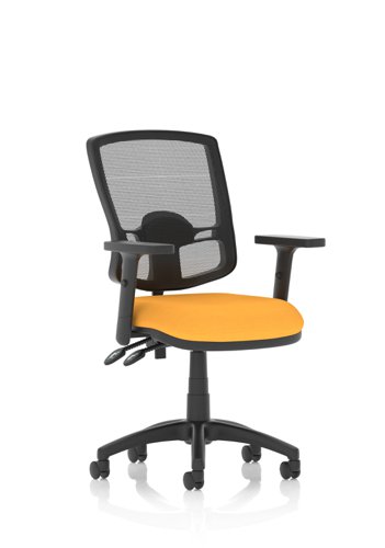 Eclipse Plus II Lever Task Operator Chair Mesh Back Deluxe With Bespoke Colour Seat in Senna Yellow With Height Adjustable Arms