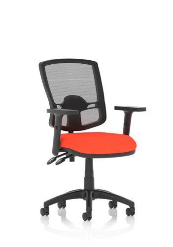 Eclipse Plus Ii Lever Task Operator Chair Deluxe Mesh Back With Height Adjustable Arms Bespoke Colour Seat Tabasco Orange