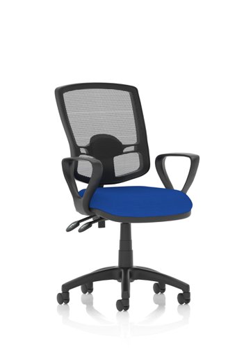 Eclipse Plus II Lever Task Operator Chair Mesh Back Deluxe With Bespoke Colour Seat With loop Arms in Stevia Blue