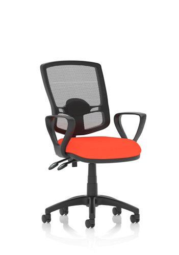 Eclipse Plus II Lever Task Operator Chair Mesh Back Deluxe With Bespoke Colour Seat With loop Arms in Tabasco Orange