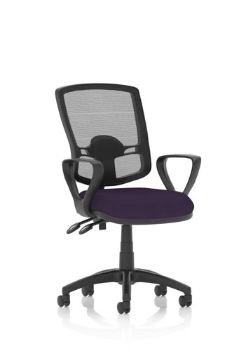 Eclipse Plus II Lever Task Operator Chair Mesh Back Deluxe With Bespoke Colour Seat With loop Arms in Tansy Purple