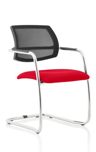 KCUP1628 | With generously proportioned seats, stunning looks and the inclusion of a comfortable, curved mesh back, the Swift family of chairs will keep your guests coming back for more. Stackable, lightweight and available in both a cantilever frame and 4 leg visitor frame version, the Swift will give your space the lift it needs.