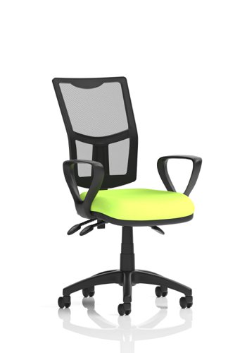 Eclipse Plus III Lever Task Operator Chair Mesh Back With Loop Arms Bespoke Colour Seat Myrrh Green