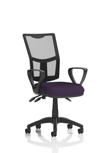 Eclipse Plus III Lever Task Operator Chair Mesh Back With Bespoke Colour Seat With Loop Arms In Tansy Purple