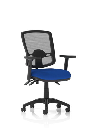 Eclipse Plus III Lever Task Operator Chair Deluxe Mesh Back With Bespoke Colour Seat In Stevia Blue With Height Adjustable Arms