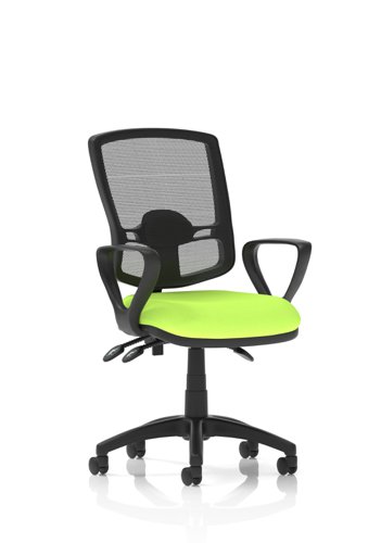 Eclipse Plus III Lever Task Operator Chair Deluxe Mesh Back With Bespoke Colour Seat With Loop Arms In Myrrh Green