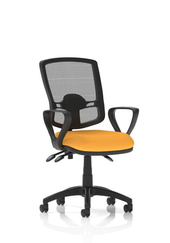 Eclipse Plus III Lever Task Operator Chair Deluxe Mesh Back With Bespoke Colour Seat With Loop Arms In Senna Yellow