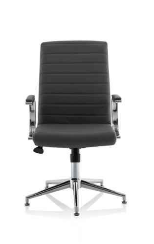 Ezra Executive Grey Leather Chair With Glides