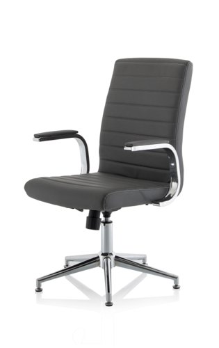 Ezra Executive Grey Leather Chair With Glides