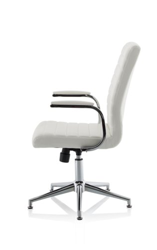Ezra Executive White Leather Chair With Glides