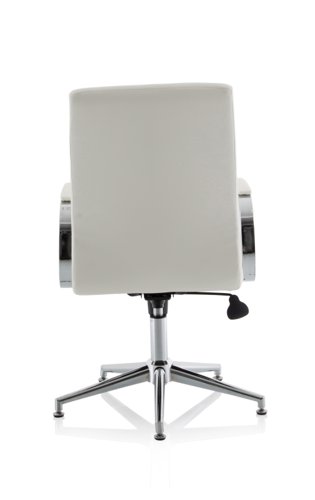 Ezra Executive White Leather Chair With Glides