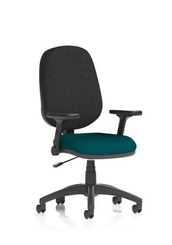 Eclipse Plus I Lever Task Operator Chair Bespoke Colour Seat Maringa Teal With Height Adjustable And Folding Arms