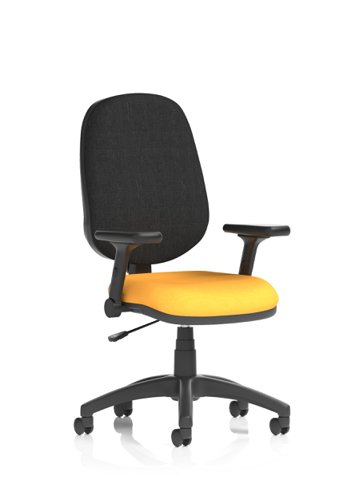 Eclipse Plus I Lever Task Operator Chair Bespoke Colour Seat Senna Yellow With Height Adjustable And Folding Arms