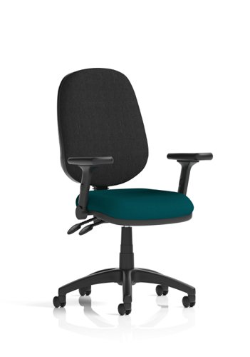 Eclipse Plus II Lever Task Operator Chair Bespoke Colour Seat Maringa Teal With Height Adjustable And Folding Arms