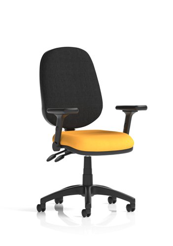 Eclipse Plus II Lever Task Operator Chair Bespoke Colour Seat Senna Yellow With Height Adjustable And Folding Arms