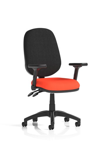 Eclipse Plus II Lever Task Operator Chair Bespoke Colour Seat Tabasco Orange With Height Adjustable And Folding Arms