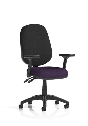 Eclipse Plus II Lever Task Operator Chair Bespoke Colour Seat Tansy Purple With Height Adjustable And Folding Arms