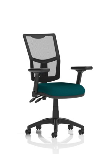 Eclipse Plus II Lever Task Operator Chair Mesh Back With Bespoke Colour Seat in Maringa Teal With Height Adjustable And Folding Arms