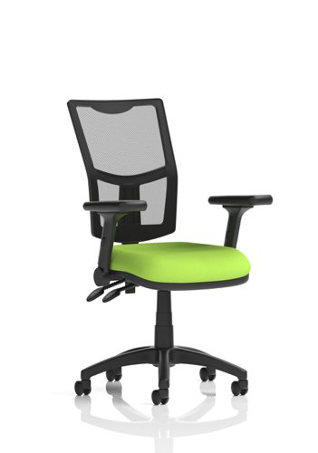 Eclipse Plus II Lever Task Operator Chair Mesh Back With Bespoke Colour Seat in Myrrh Green With Height Adjustable And Folding Arms