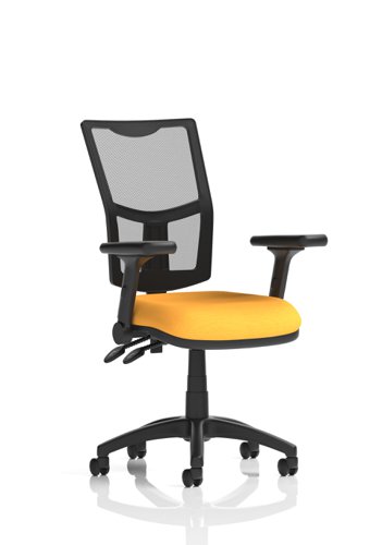 Eclipse Plus II Lever Task Operator Chair Mesh Back With Bespoke Colour Seat in Senna Yellow With Height Adjustable And Folding Arms