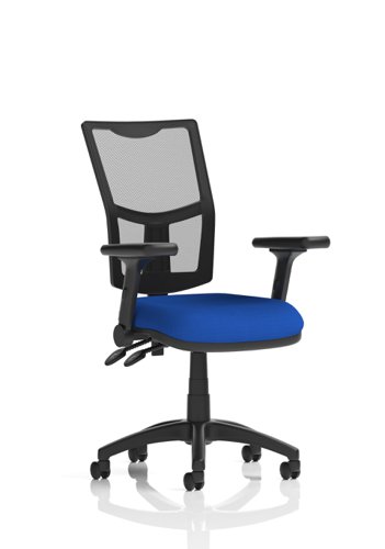 Eclipse Plus II Lever Task Operator Chair Mesh Back With Bespoke Colour Seat in Stevia Blue With Height Adjustable And Folding Arms