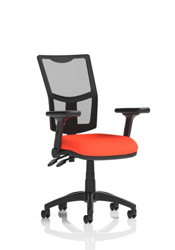 Eclipse Plus II Lever Task Operator Chair Mesh Back With Bespoke Colour Seat in Tabasco Orange With Height Adjustable And Folding Arms