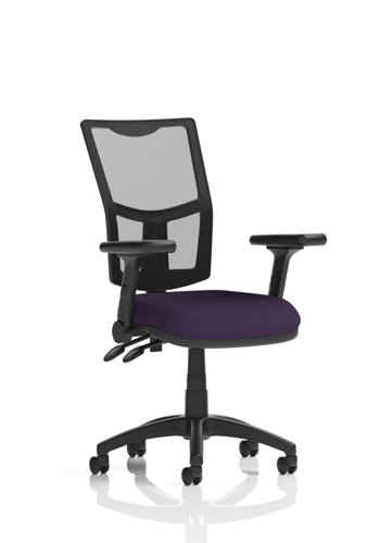 Eclipse Plus II Lever Task Operator Chair Mesh Back With Bespoke Colour Seat in Tansy Purple With Height Adjustable And Folding Arms