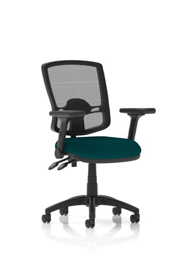 Eclipse Plus II Lever Task Operator Chair Deluxe Mesh Back With Bespoke Colour Seat in Maringa Teal With Height Adjustable And Folding Arms
