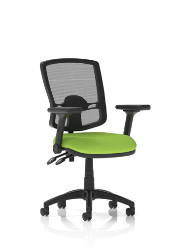 Eclipse Plus II Lever Task Operator Chair Deluxe Mesh Back With Bespoke Colour Seat in Myrrh Green With Height Adjustable And Folding Arms