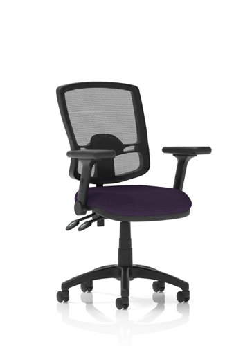 Eclipse Plus II Lever Task Operator Chair Deluxe Mesh Back With Bespoke Colour Seat in Tansy Purple With Height Adjustable And Folding Arms