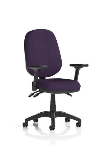 Eclipse Plus III Lever Task Operator Chair Bespoke Colour Tansy Purple With Height Adjustable And Folding Arms
