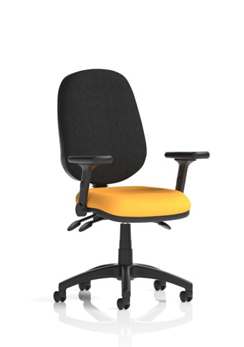 Eclipse Plus III Lever Task Operator Chair Bespoke Colour Seat Senna Yellow With Height Adjustable And Folding Arms