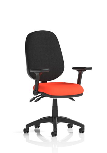 Eclipse Plus III Lever Task Operator Chair Bespoke Colour Seat Tabasco Orange With Height Adjustable And Folding Arms