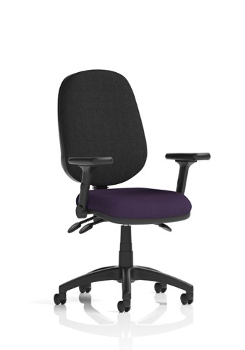 Eclipse Plus III Lever Task Operator Chair Bespoke Colour Seat Tansy Purple With Height Adjustable And Folding Arms