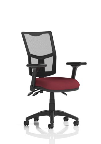 Eclipse Plus III Lever Task Operator Chair Mesh Back With Bespoke Colour Seat In Ginseng Chilli With Height Adjustable And Folding Arms