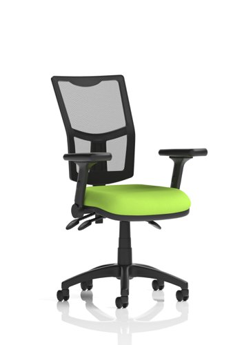 Eclipse Plus III Lever Task Operator Chair Mesh Back With Bespoke Colour Seat In Myrrh Green With Height Adjustable And Folding Arms