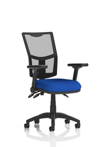 Eclipse Plus III Lever Task Operator Chair Mesh Back With Bespoke Colour Seat In Stevia Blue With Height Adjustable And Folding Arms