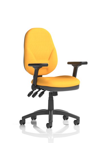 Eclipse Plus XL Lever Task Operator Chair Bespoke Colour Senna Yellow with Height Adjustable and Folding Arms