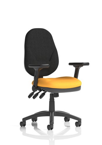 Eclipse Plus XL Lever Task Operator Chair Bespoke Colour Seat Senna Yellow with Height Adjustable and Folding Arms